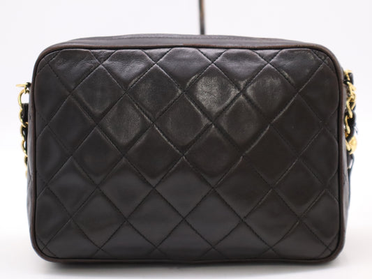 CHANEL Lambskin Matelasse 25 S Flap S Chain GD Hardware Black Seal Shoulder Bag 3472275