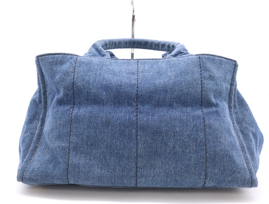 PRADA Denim Canapa Tote #L Tote Bag Blue Tote Bag