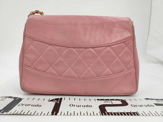 CHANEL Lambskin Matelasse 25 S Flap S Chain GD Hardware Pink Seal 1801184 Shoulder Bag