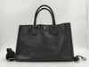 PRADA Saffiano Galleria 2-Way Handbag in Black with GD Hardware and Shoulder Strap with Clochet