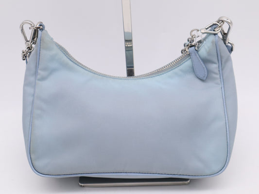 PRADA Nylon Shoulder Bag Blue Shoulder Bag