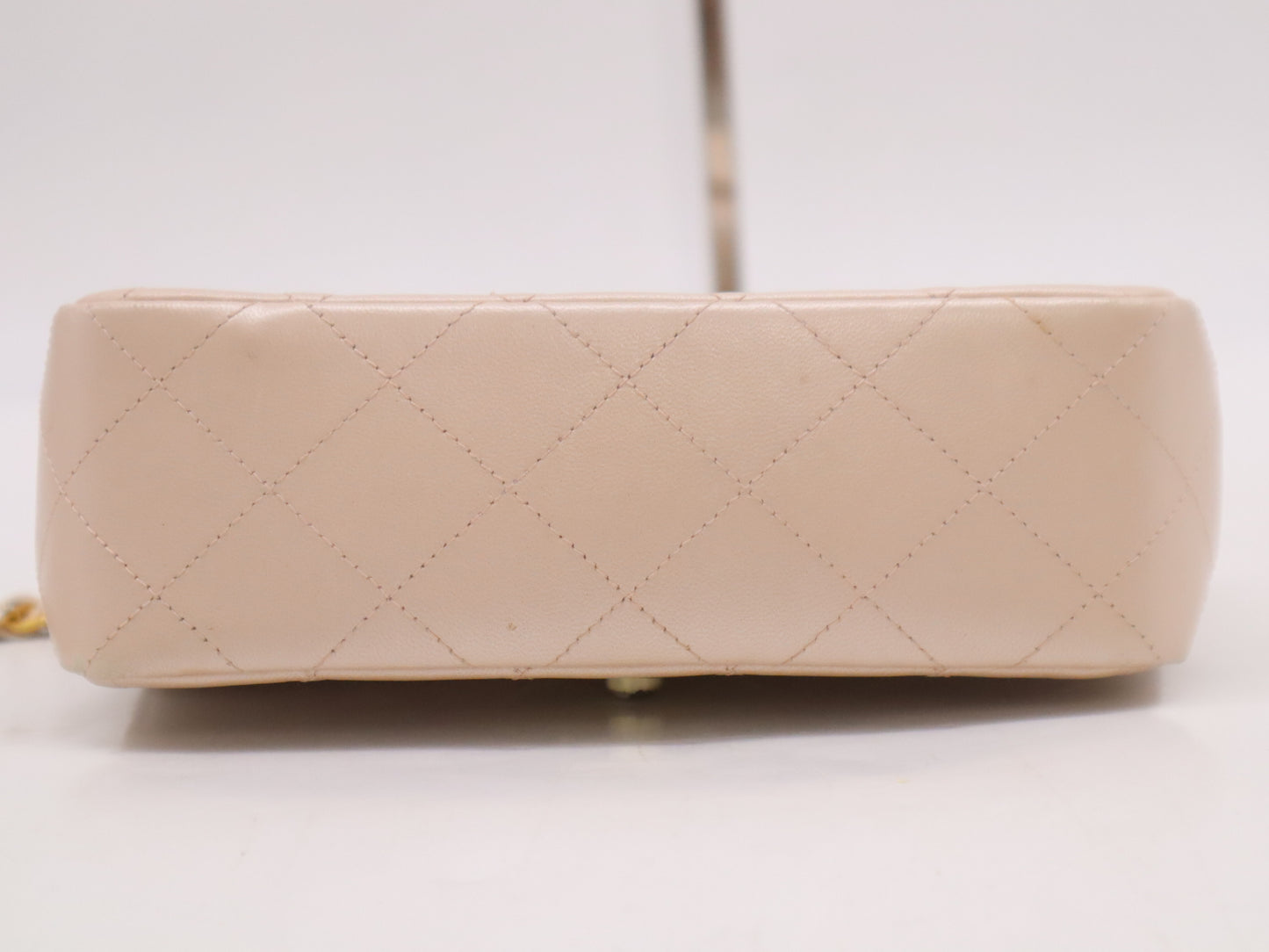 CHANEL Lambskin Mini Matelasse 19 Shoulder Bag, S-Flap, S-Chain, GD Hardware, Beige, Seal, 6681685