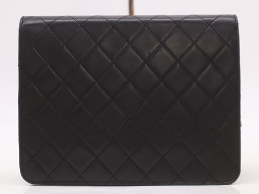 CHANEL Matelasse 22 Lambskin Shoulder Bag with S-Flap, S-Chain, Push-Lock, and GD Hardware, Black, with Seal Marks