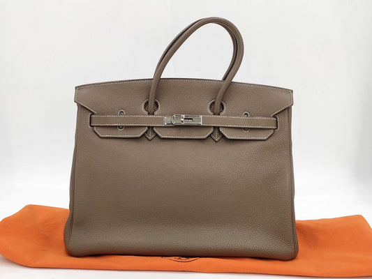 HERMES Birkin Hermes Birkin 35 □J Etain Togo Handbag