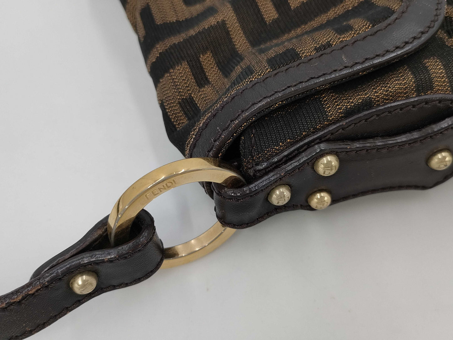 FENDI Zucca Shoulder Handbag Brown