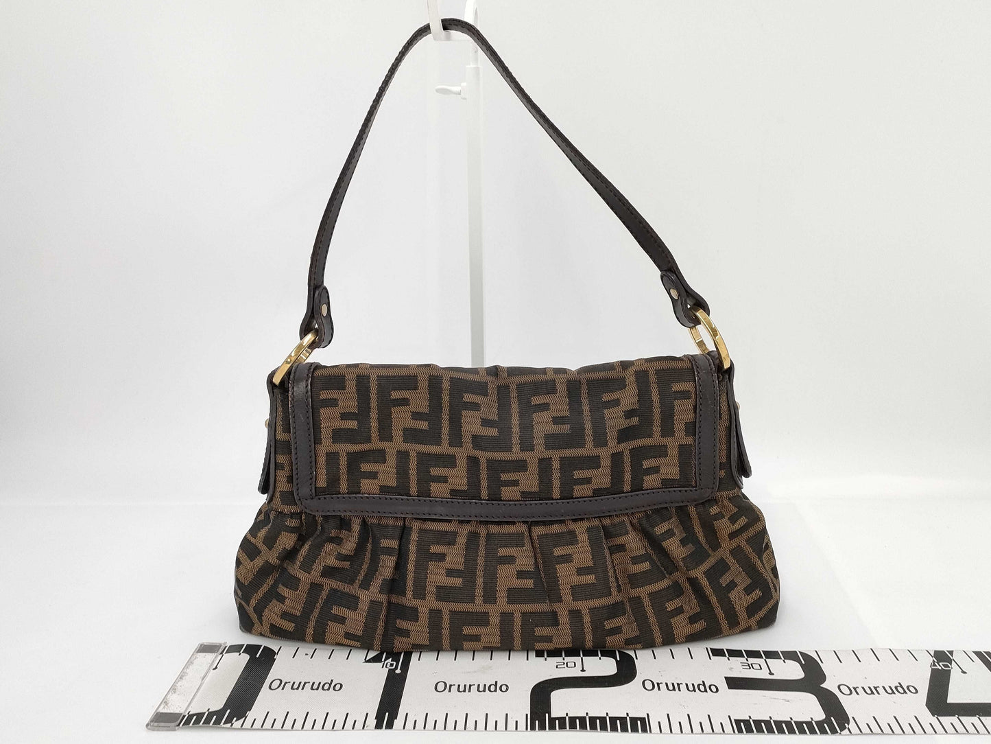 FENDI Zucca Shoulder Handbag Brown