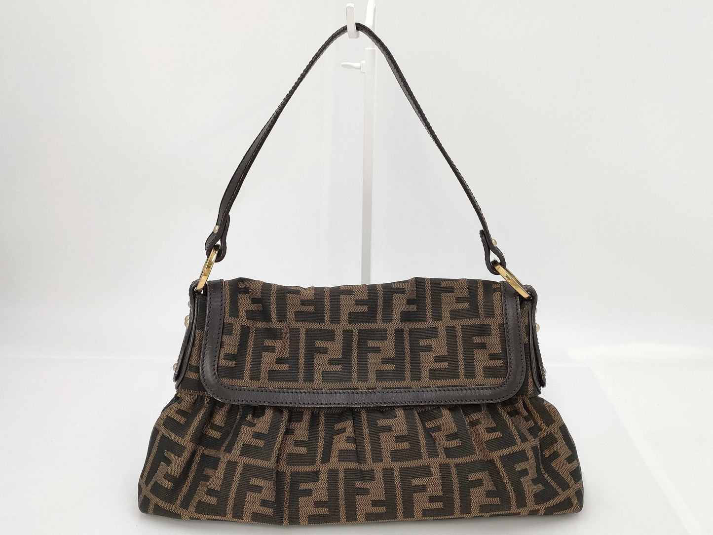 FENDI Zucca Shoulder Handbag Brown