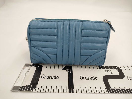 PRADA Prada Leather Pouch Second Bag Blue Pouch
