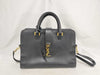 SAINT LAURENT Cabas Shoulder Handbag Leather with Gold Hardware
