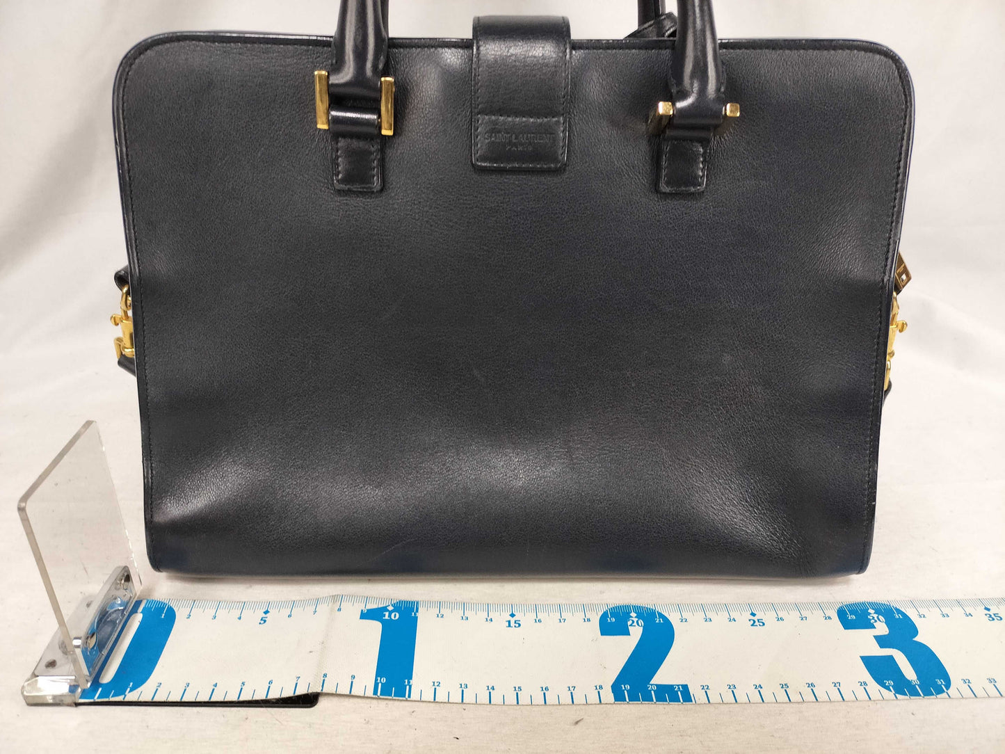 SAINT LAURENT Cabas Shoulder Handbag Leather with Gold Hardware