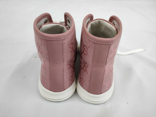 GUCCI GG Canvas Leather High-Top Sneakers, Size 34 1/2