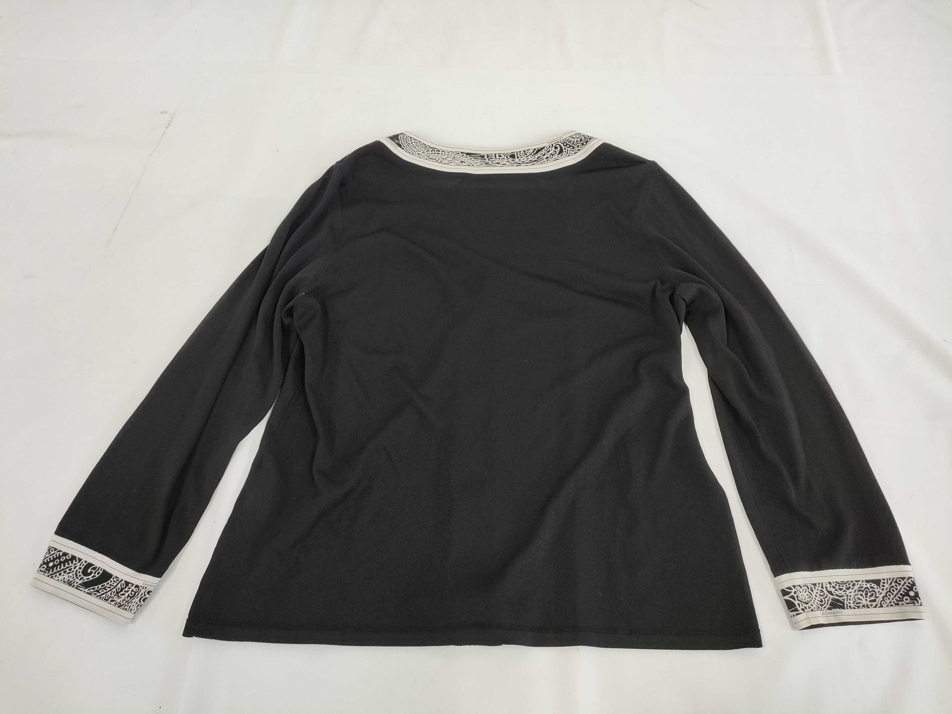 LEONARD Paisley Trim Cardigan, Size 42