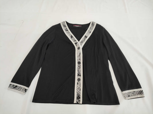 LEONARD Paisley Trim Cardigan, Size 42