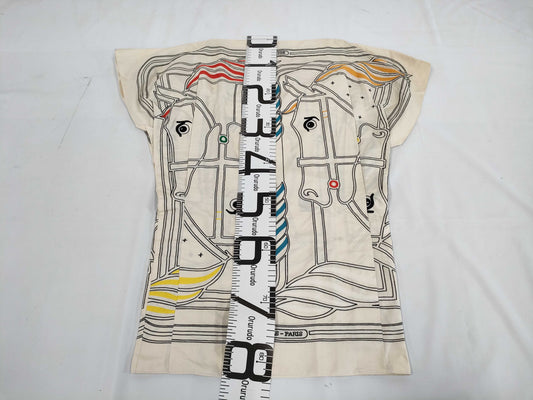 HERMES QUADRIGE Embroidered Half Sleeve Dress, Size 36