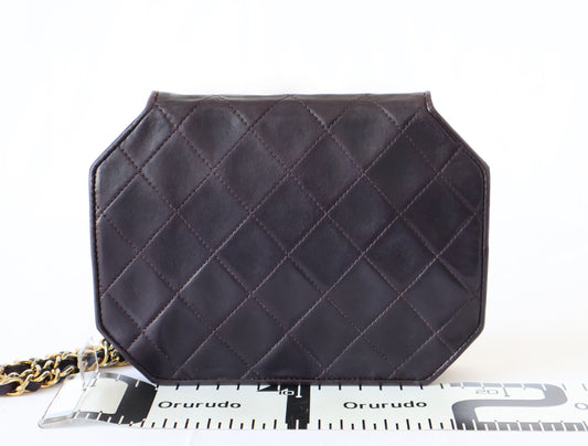CHANEL Octagon Matelasse Lambskin Chain Shoulder Bag, Purple, Seal Included, Series 1