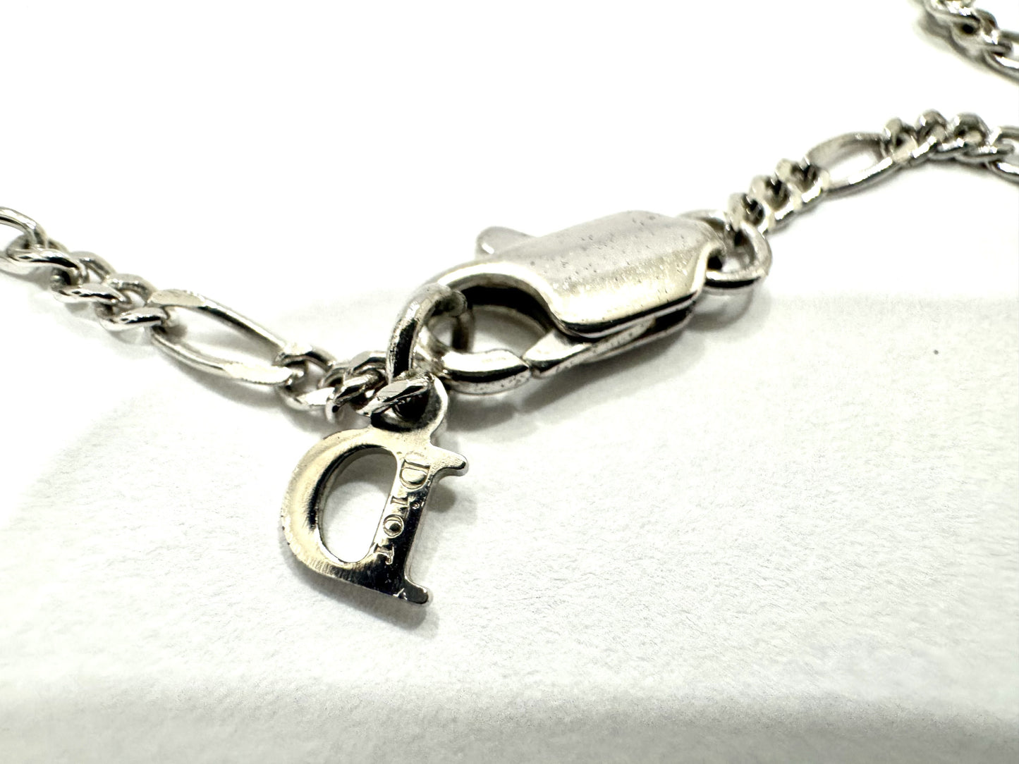 Dior DIOR logo silver necklace