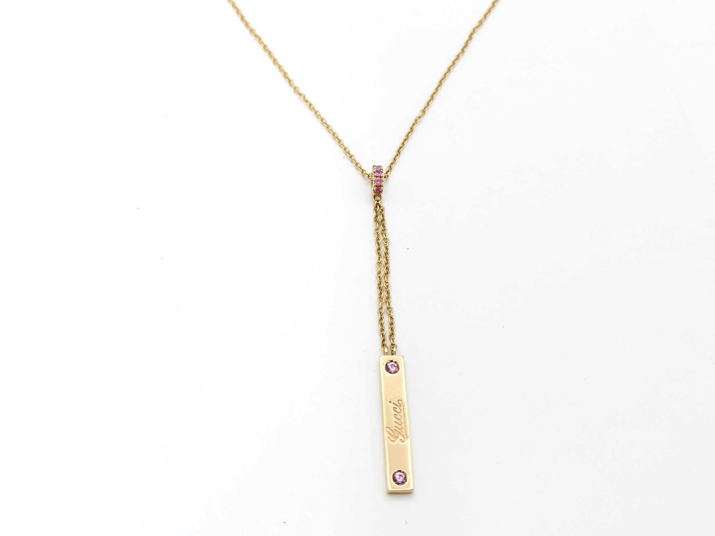 GUCCI Plated Pink Sapphire Necklace in YG 750, 5.0g