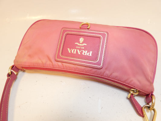 PRADA Front Logo Saffiano Nylon Hand One-Shoulder Handbag