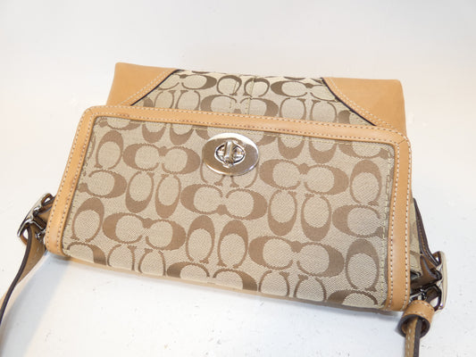 COACH Signature Canvas and Leather Shoulder Bag