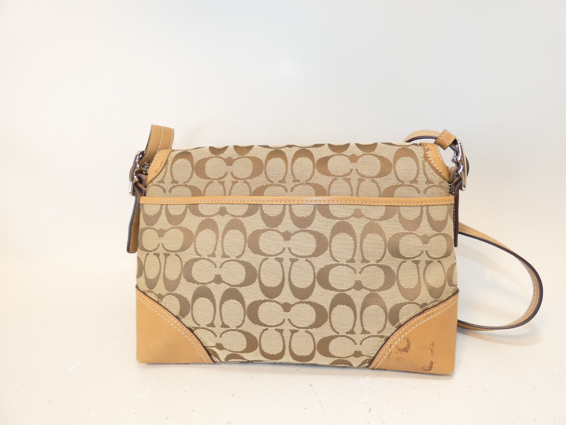 COACH Signature Canvas and Leather Shoulder Bag
