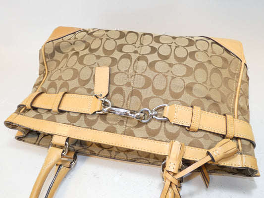 COACH Signature Front Hook Canvas Leather Handbag