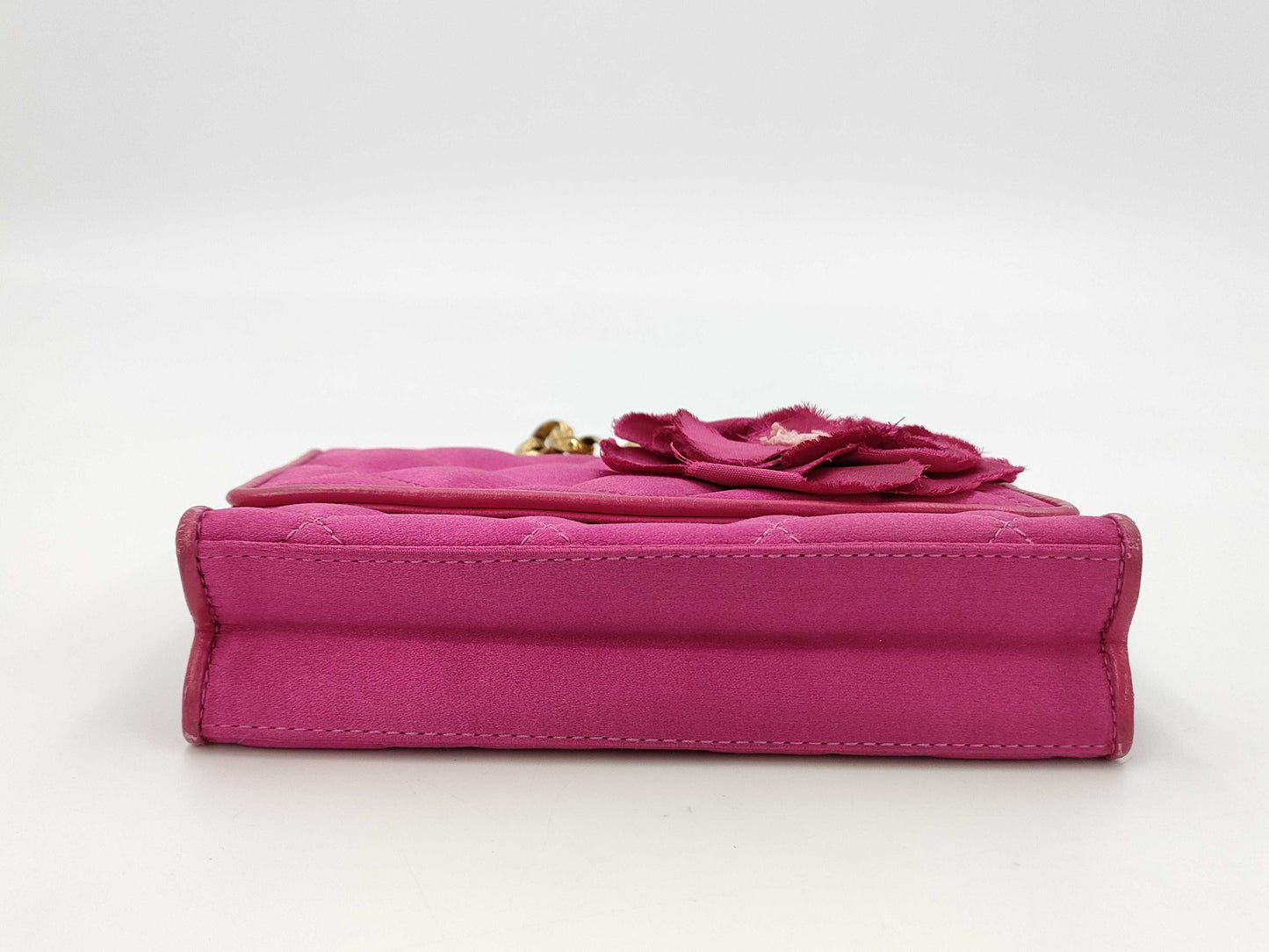 CHANEL Matelasse Mini Chain Shoulder Bag in Pink Satin