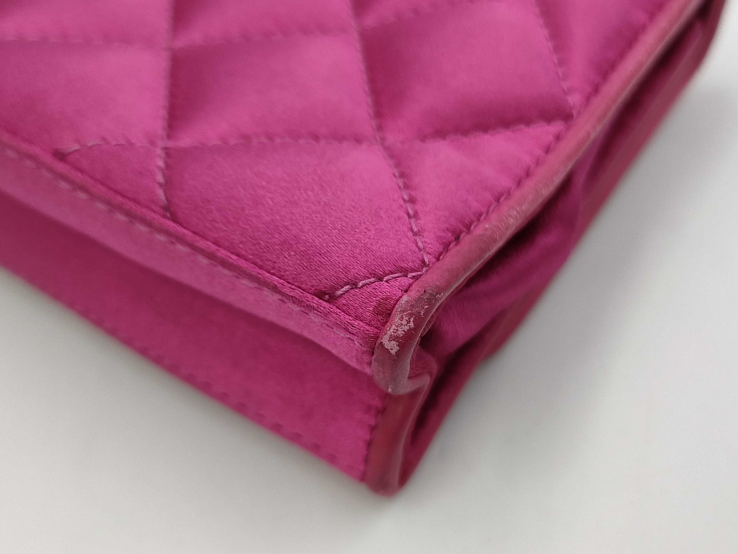 CHANEL Matelasse Mini Chain Shoulder Bag in Pink Satin