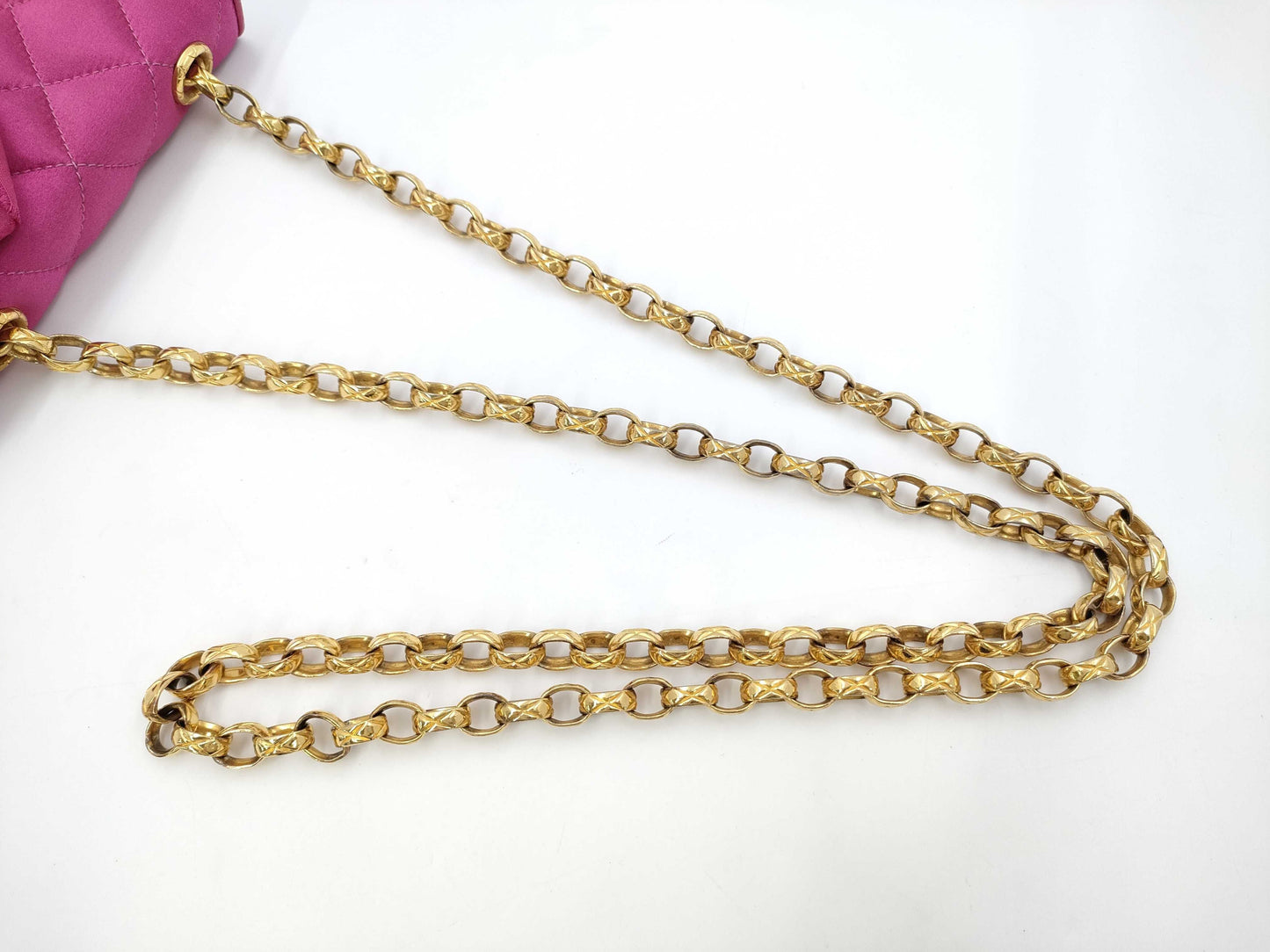 CHANEL Matelasse Mini Chain Shoulder Bag in Pink Satin