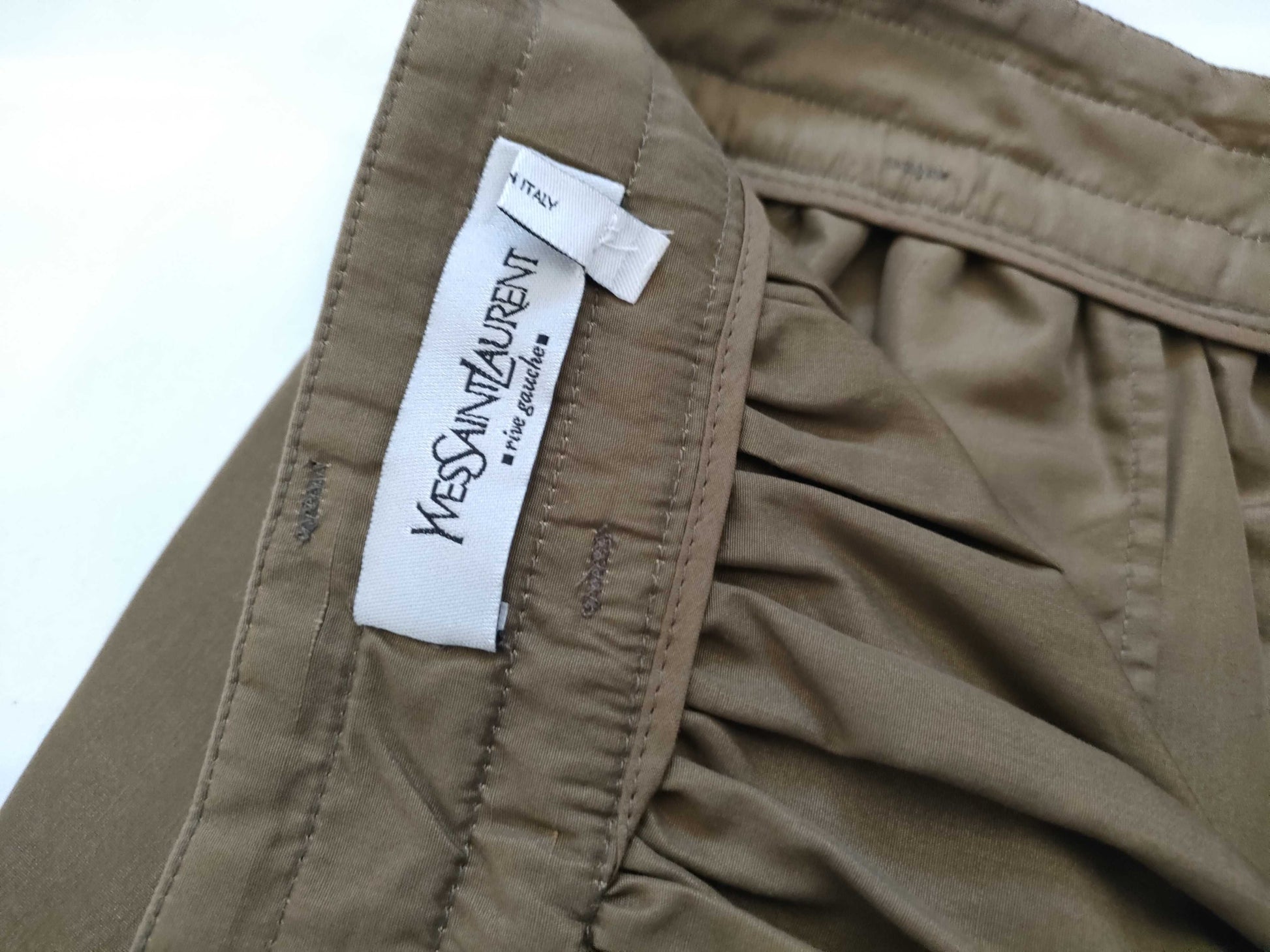 Yves Saint Laurent Khaki Flared Skirt