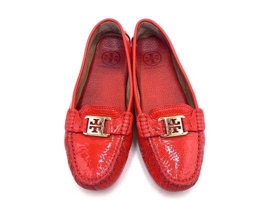 Tory Burch Patent Leather Driving Shoes, Red, Size 7.5, Loafers