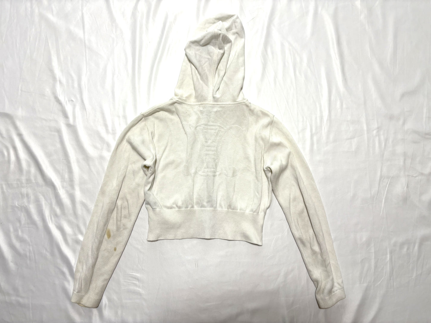 CELINE Hooded Off-White Cardigan, Size 130