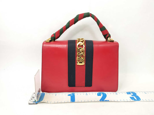 GUCCI GUCCI Sylvie Leather Red Shoulder Bag Handbag