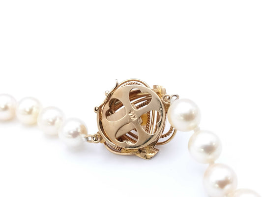 Pearl diameter approximately 6.5-6.9mm, 14K gold, 47.5g, necklace