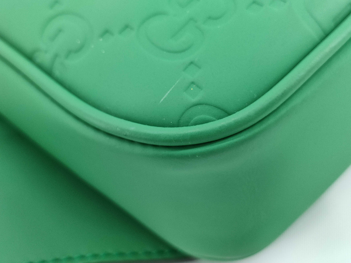 GUCCI GG GUCCI Rubber Effect Green Leather 771422 Body Bag Bum Bag Waist Bag