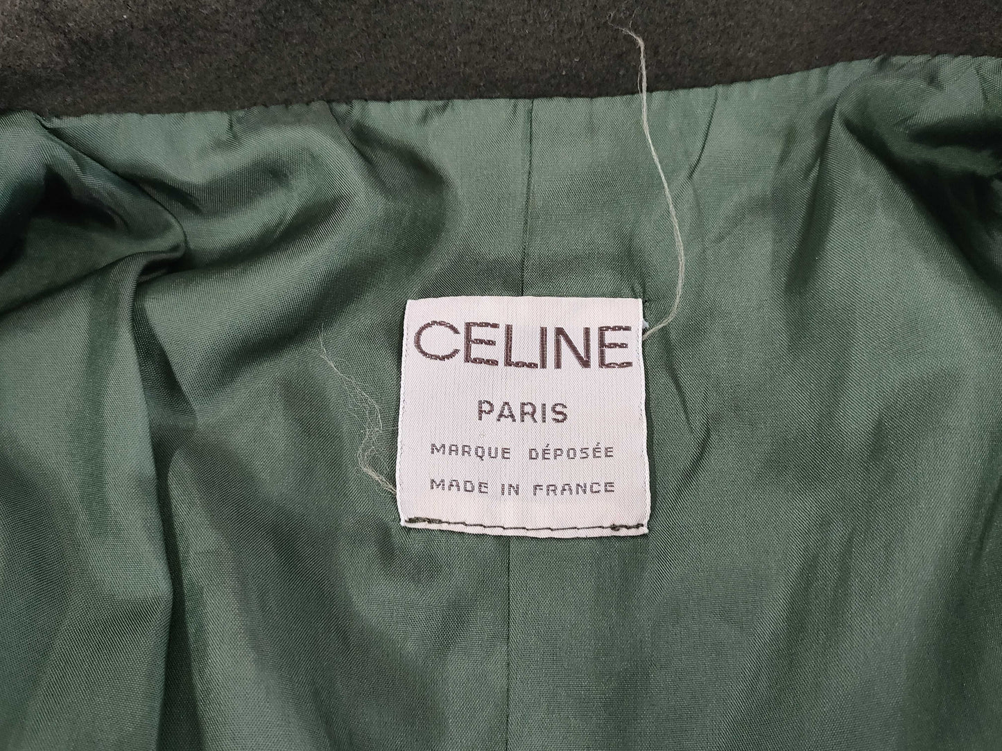 CELINE Long Coat with Triomphe Buttons in Khaki