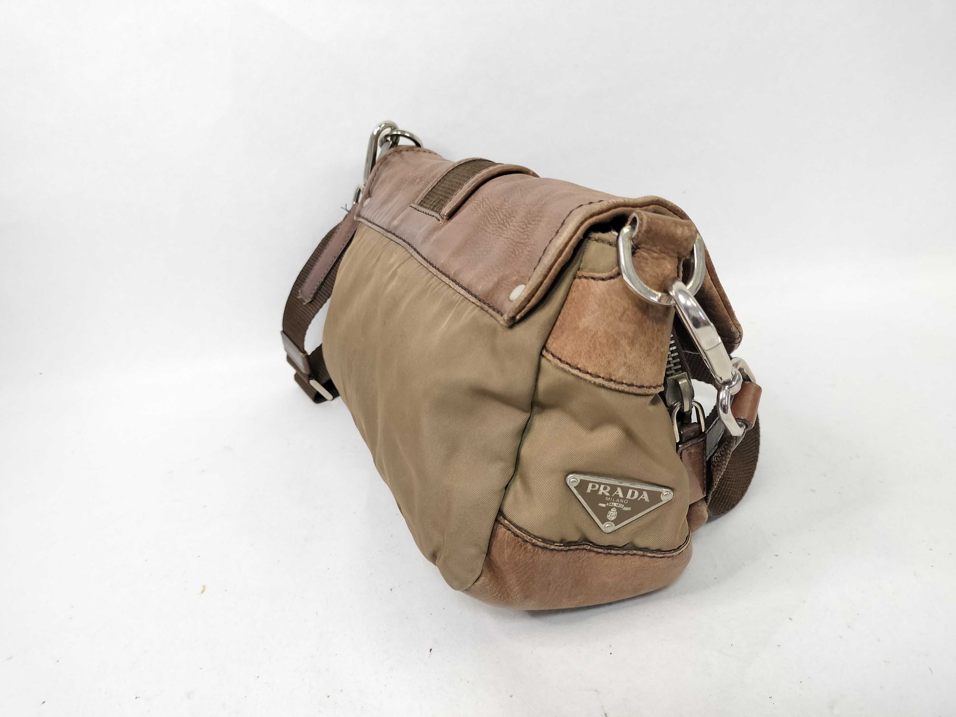 PRADA nylon Coach handbag with brown leather shoulder bag