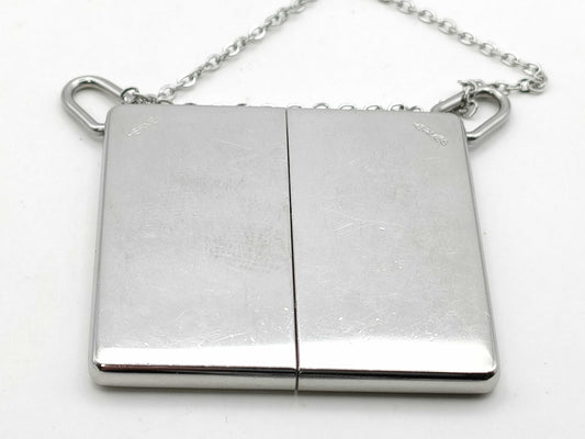 HERMES 1+1=1 Silver Plate Necklace with Non-Original Chain