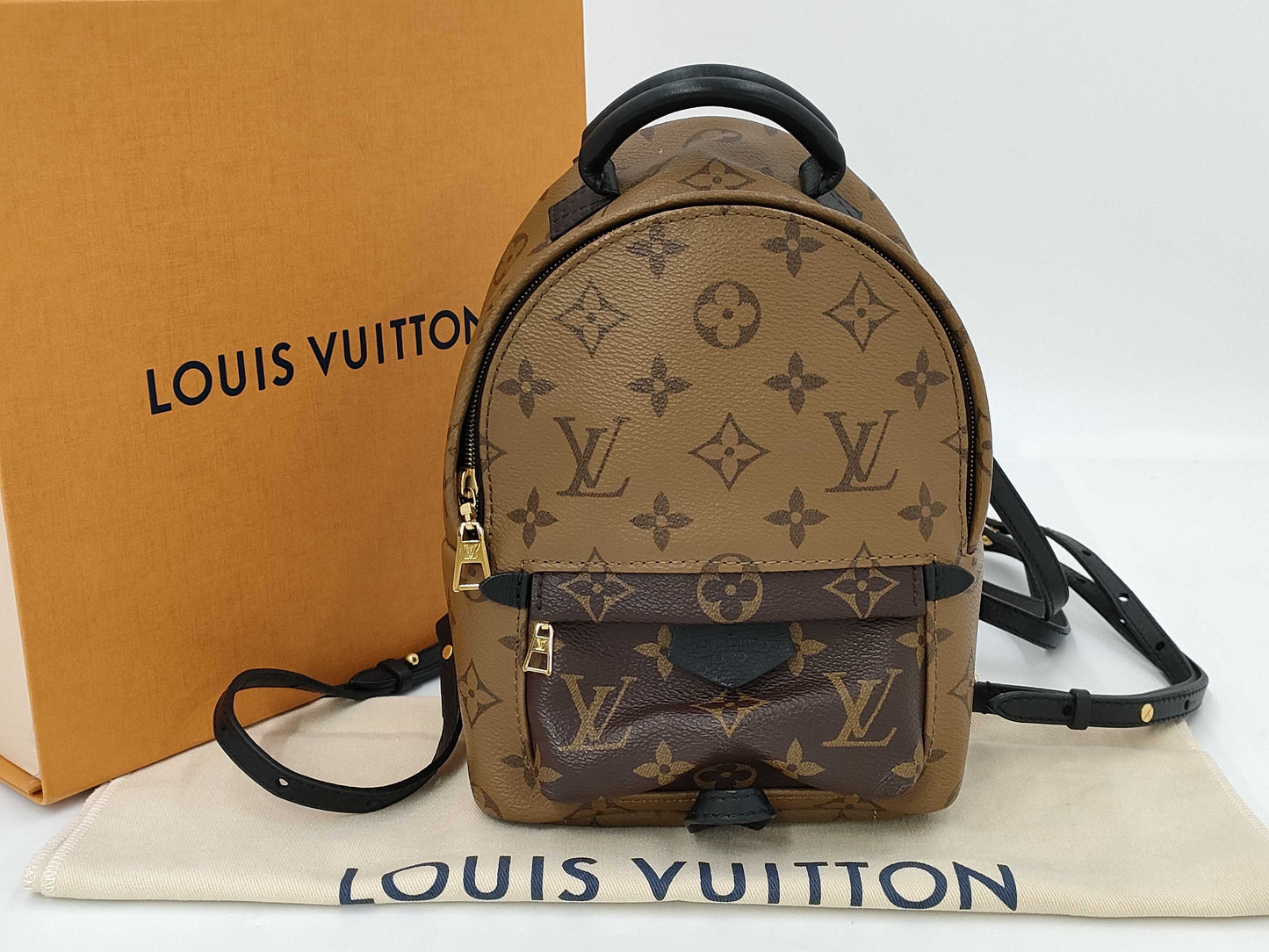 LOUIS VUITTON Monogram Reverse Palm Springs Backpack MINI M44872 FL4197 Brown RFID Enabled Backpack