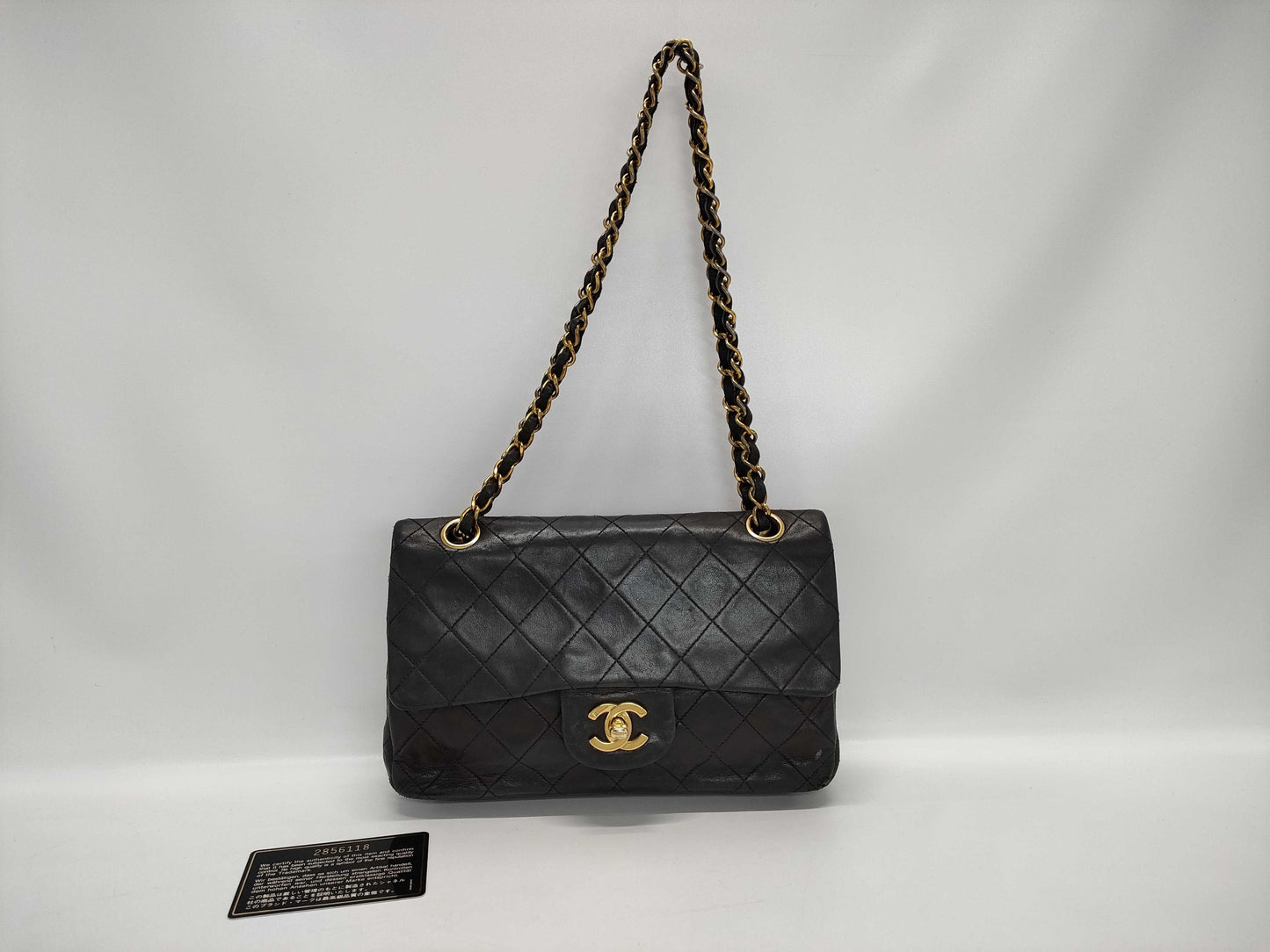 CHANEL Matelasse 23 Lambskin Double Flap Double Chain Bag in Black with Gold Hardware, 2856118, No. 2, A01113 Shoulder Bag