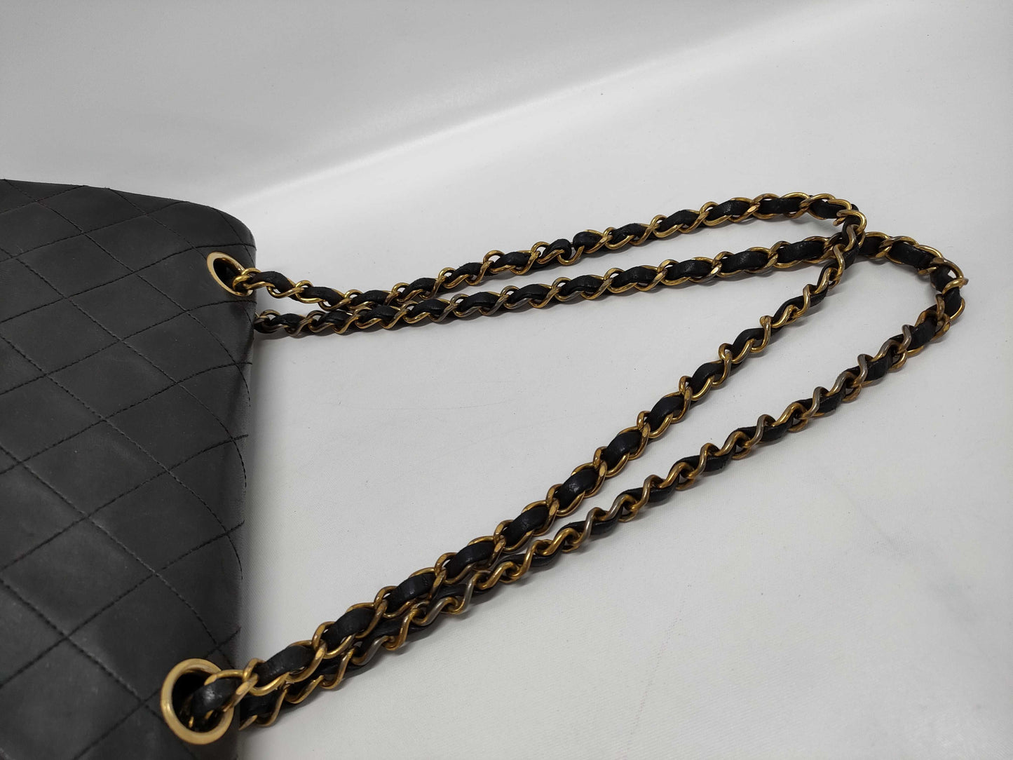 CHANEL Matelasse 23 Lambskin Double Flap Double Chain Bag in Black with Gold Hardware, 2856118, No. 2, A01113 Shoulder Bag