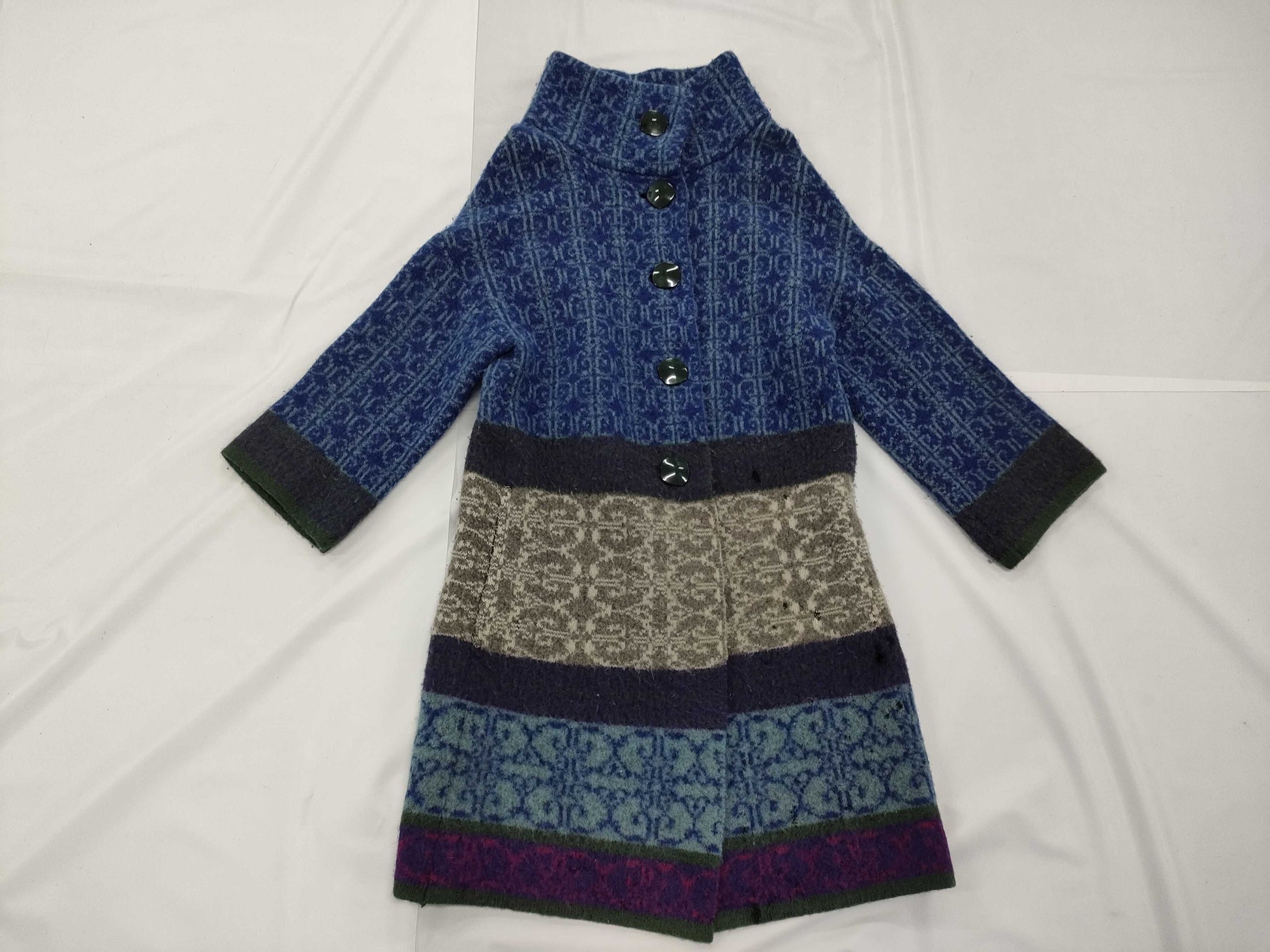 EMPORIO ARMANI Long Wool Coat, Blue, Size 40