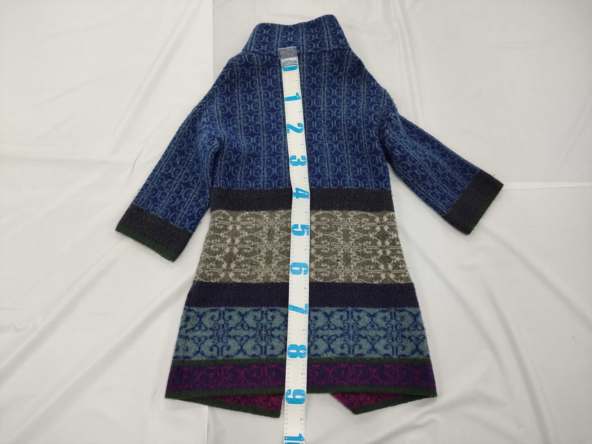 EMPORIO ARMANI Long Wool Coat, Blue, Size 40
