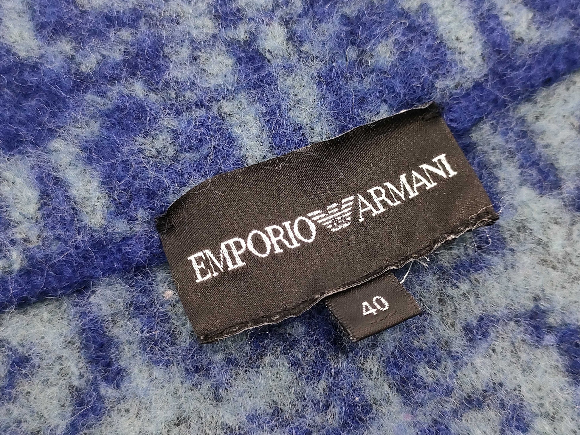 EMPORIO ARMANI Long Wool Coat, Blue, Size 40