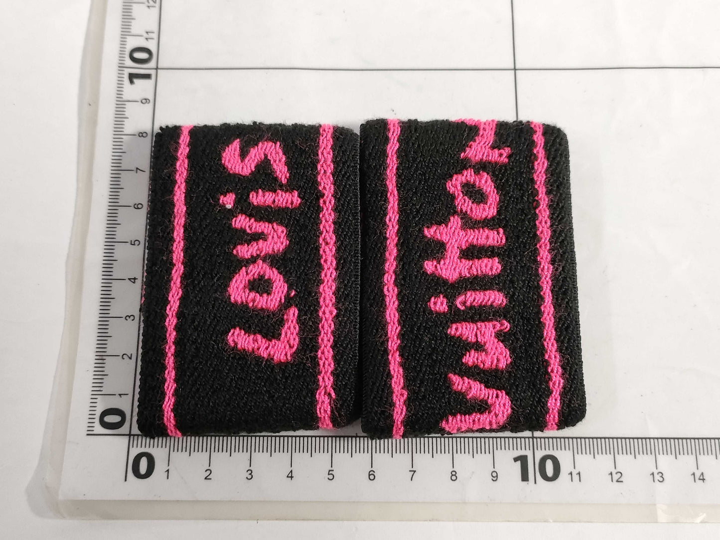 LOUIS VUITTON LOUIS VUITTON Louis Vuitton Gold Hardware Logo Black and Pink Wristband Pair M72382 Acrylic Accessories Other Accessories