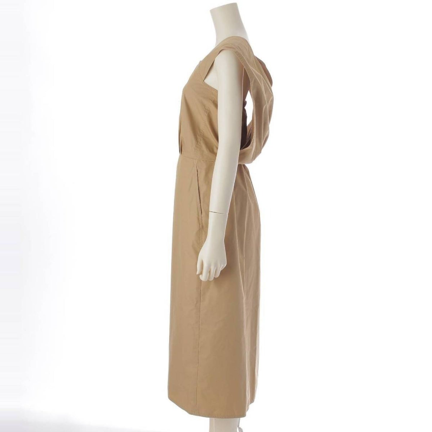Cotton Gabardine Overalls Dress 6526-234-1316 Beige Dress Size 36 Dress
