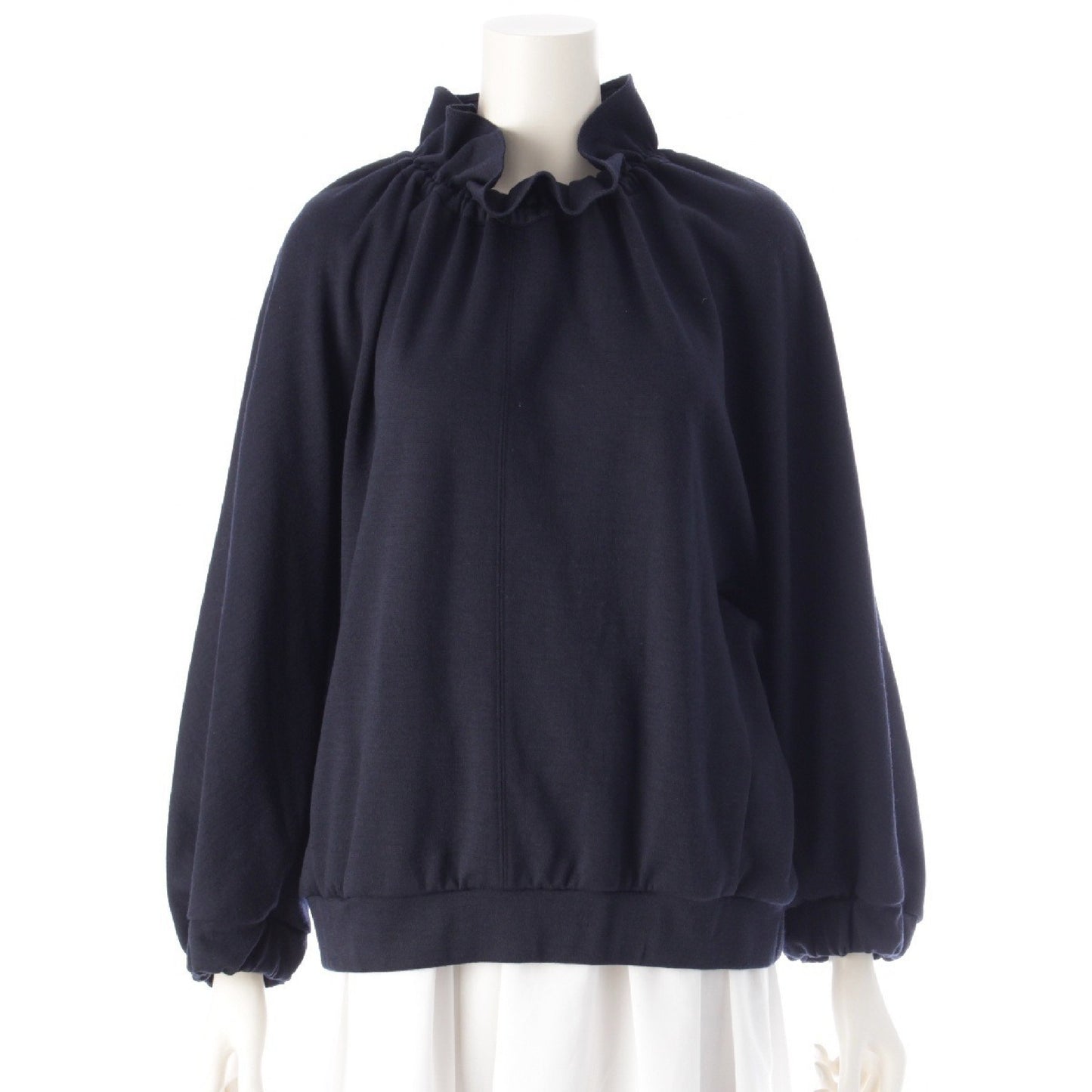 Drawer 24 Wool Ruffle Drawcord Sweatshirt 6512-299-0721 Navy Drawer 1 Tops