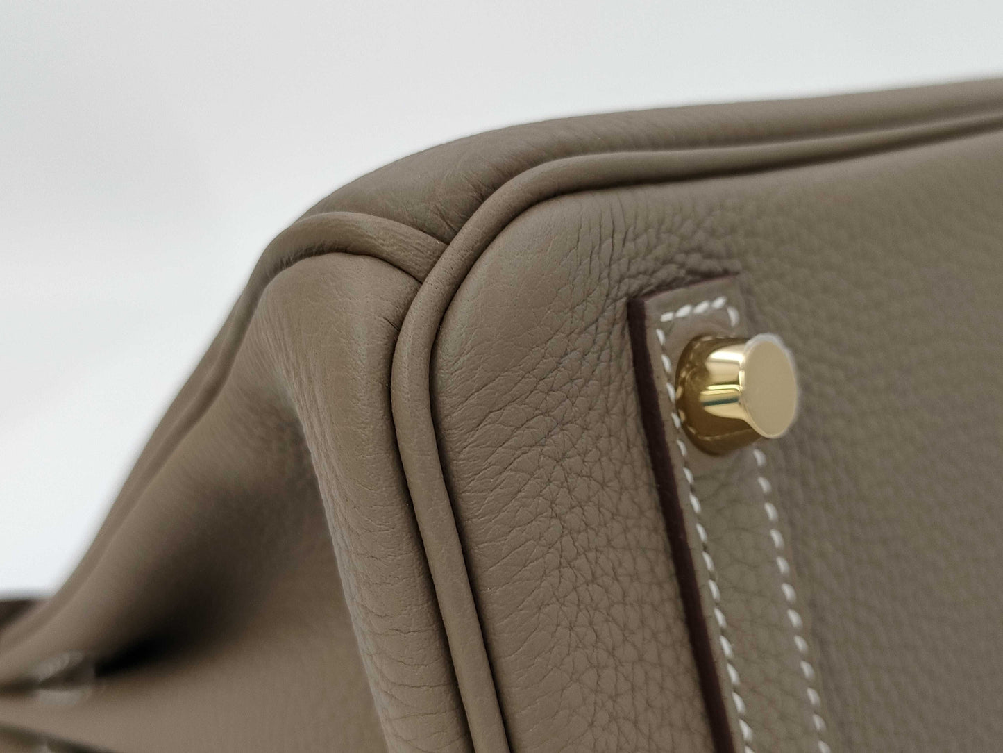 HERMES Birkin 25 Togo Etoupe Gold Hardware GP K Stamp Handbag