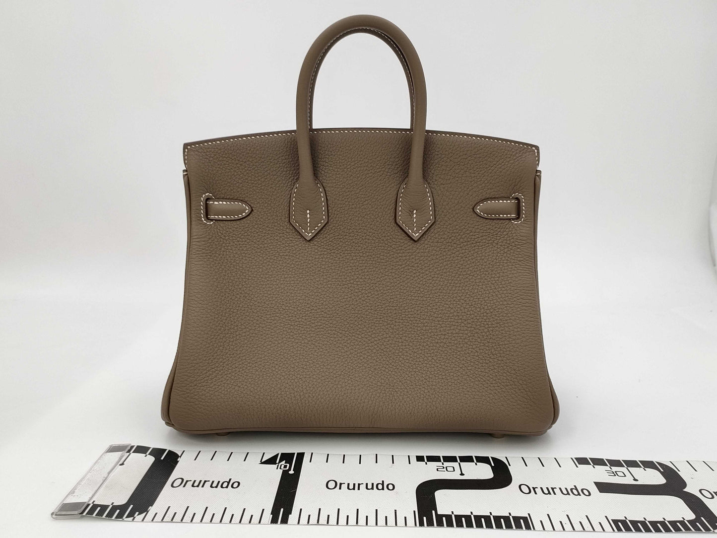 HERMES Birkin 25 Togo Etoupe Gold Hardware GP K Stamp Handbag