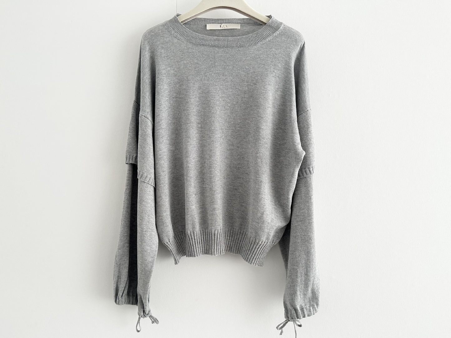 TELA Layered Knit Top, Gray, Made in Italy, Size S