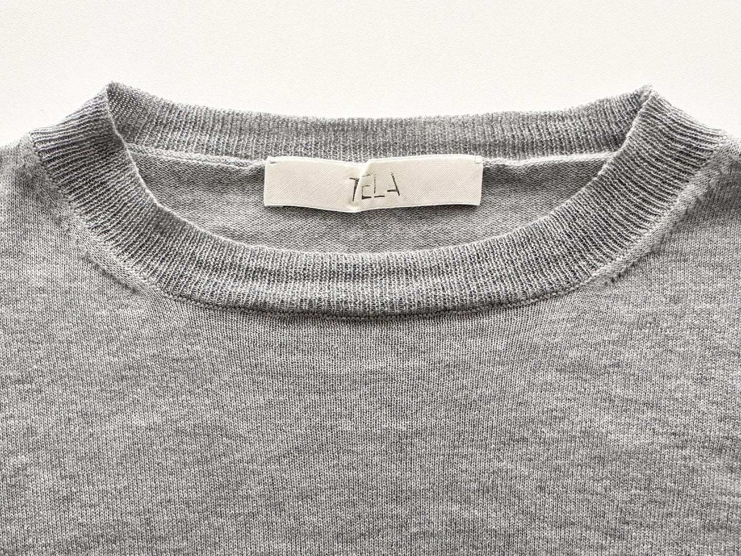TELA Layered Knit Top, Gray, Made in Italy, Size S